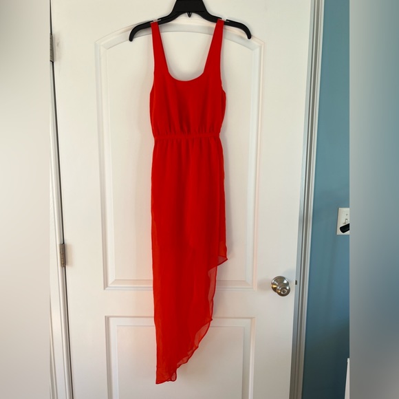 Silence + noise orange red midi dress. Size XS. - Picture 1 of 5